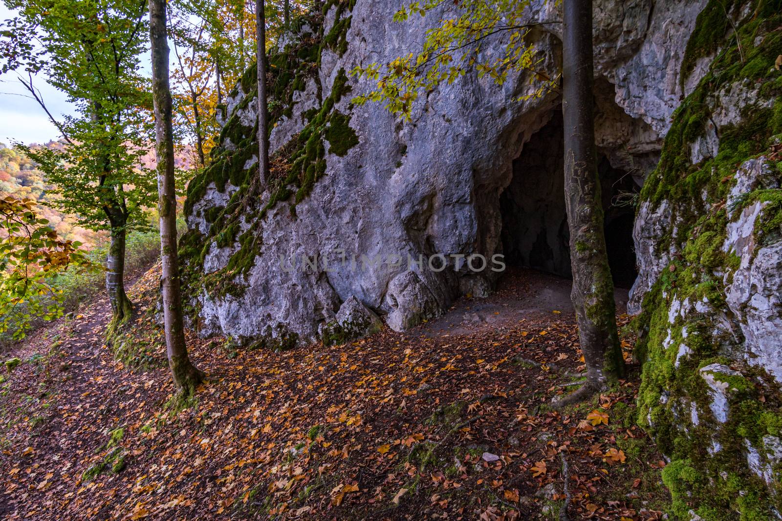 The Sperberloch at the Jagerhaus a cave in the Danube valley near Beuron in the Sigmaringen district