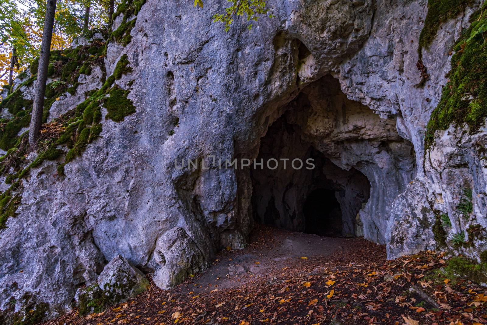 The Sperberloch at the Jagerhaus a cave in the Danube valley near Beuron in the Sigmaringen district
