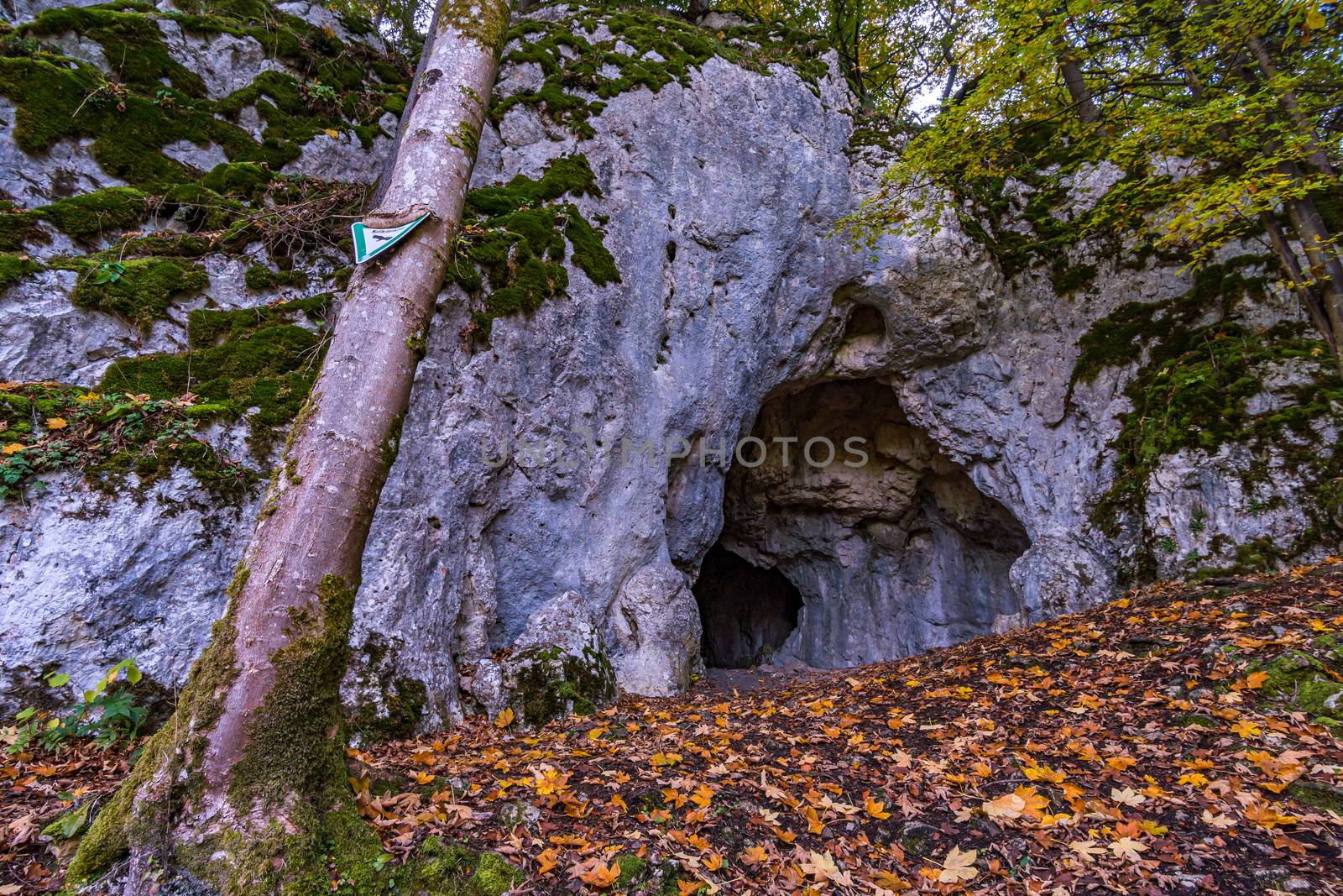 The Sperberloch at the Jagerhaus a cave in the Danube valley near Beuron in the Sigmaringen district