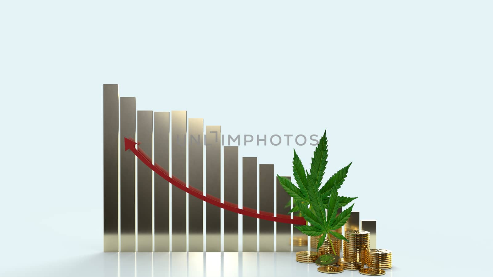 The Marijuana leaf  and chart for medical content 3d rendering.