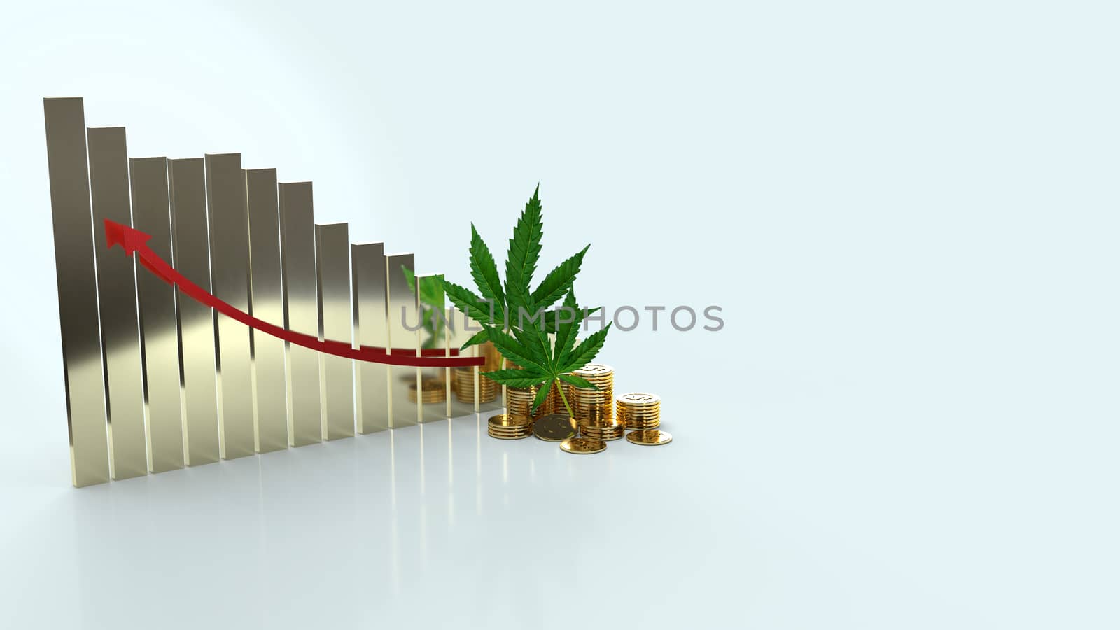 The Marijuana leaf  and chart for medical content 3d rendering.