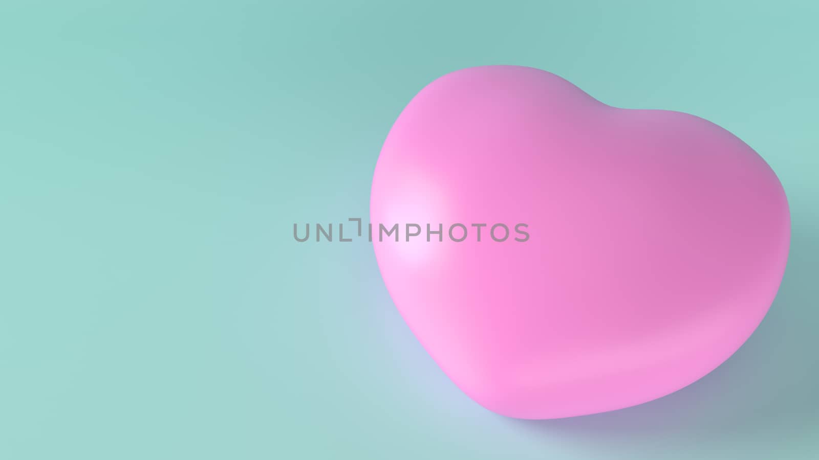 pink heart on blue background for health content 3d rendering.