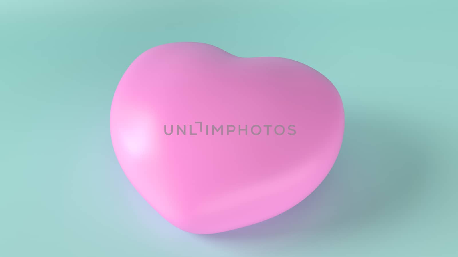 pink heart on blue background for health content 3d rendering.