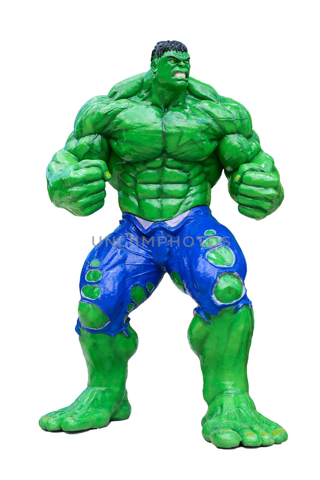 Bangkok,Thailand-September 19,2015:Marvel super hero Hulk giant model isolated on white background.