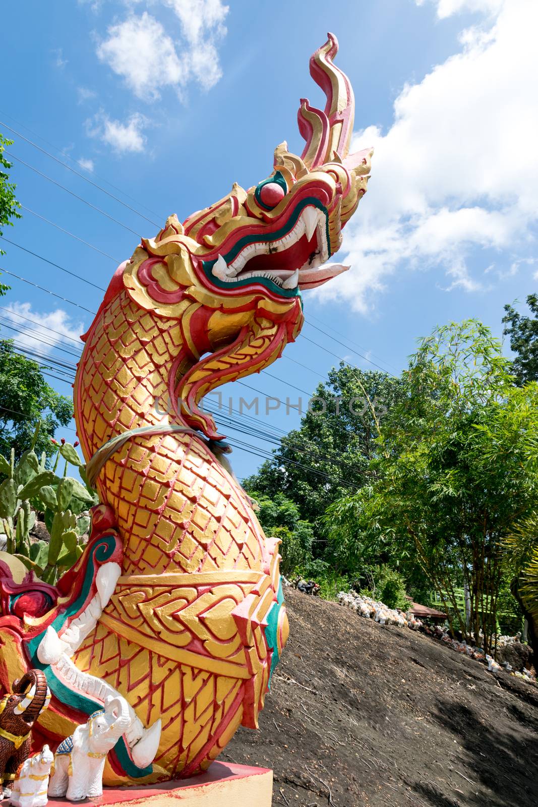 King of Nagas statue isolated on white background.