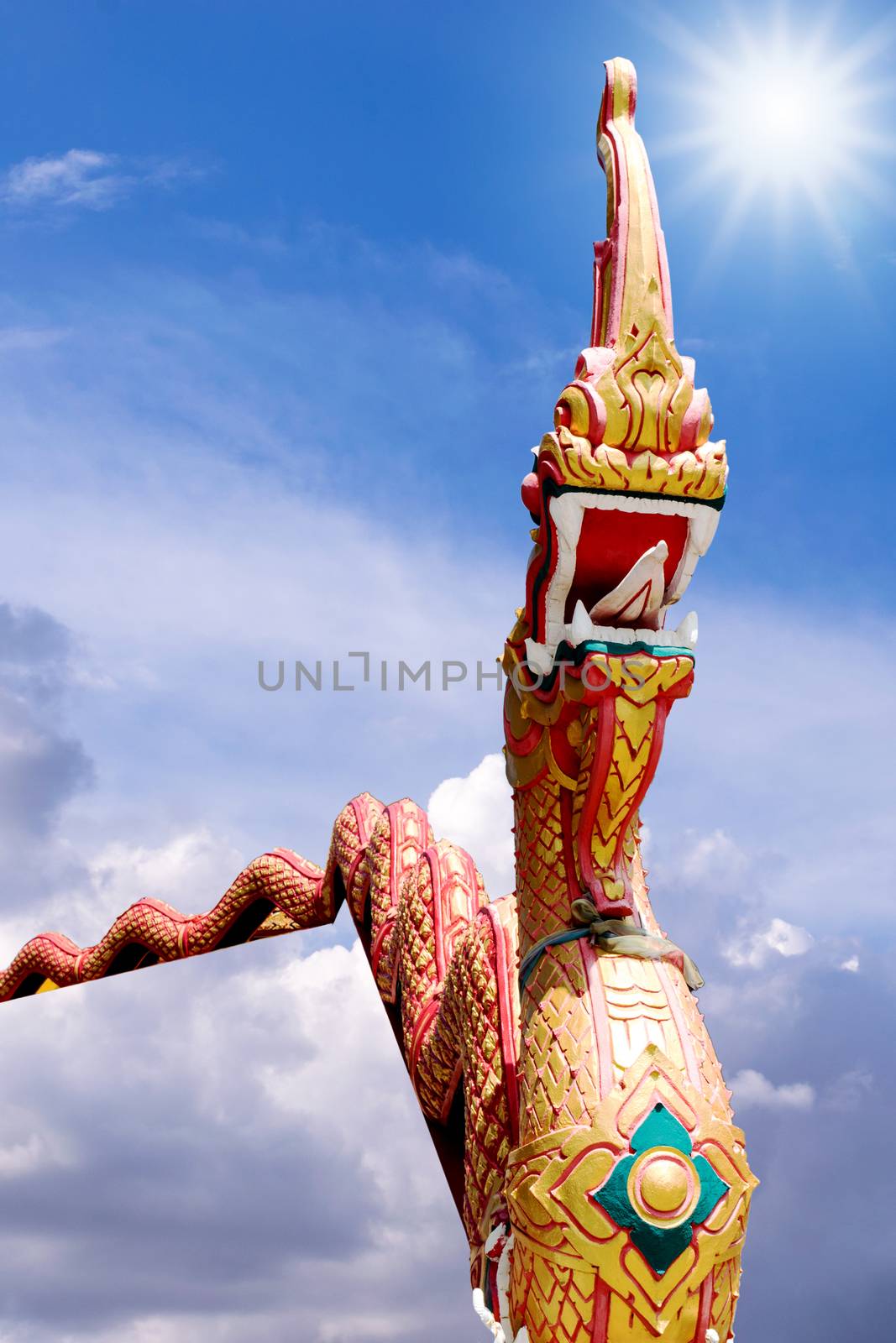 King of Nagas statue isolated on white background.