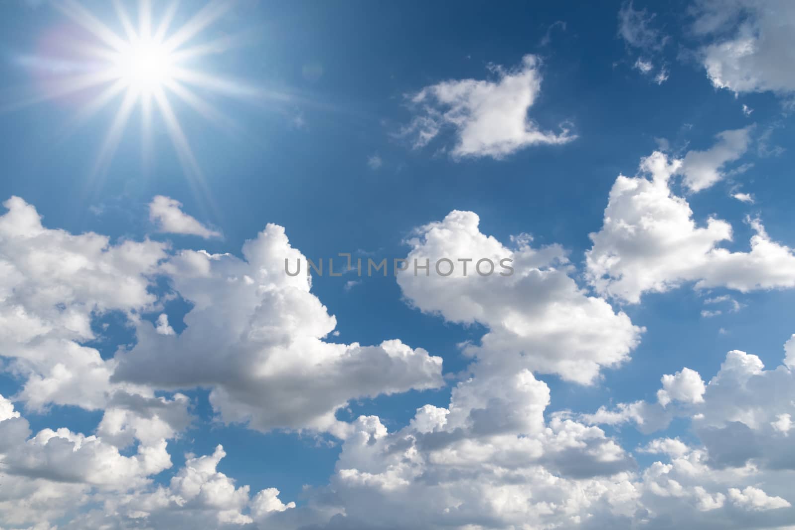 Beautiful blue sky with clouds in the claer day.