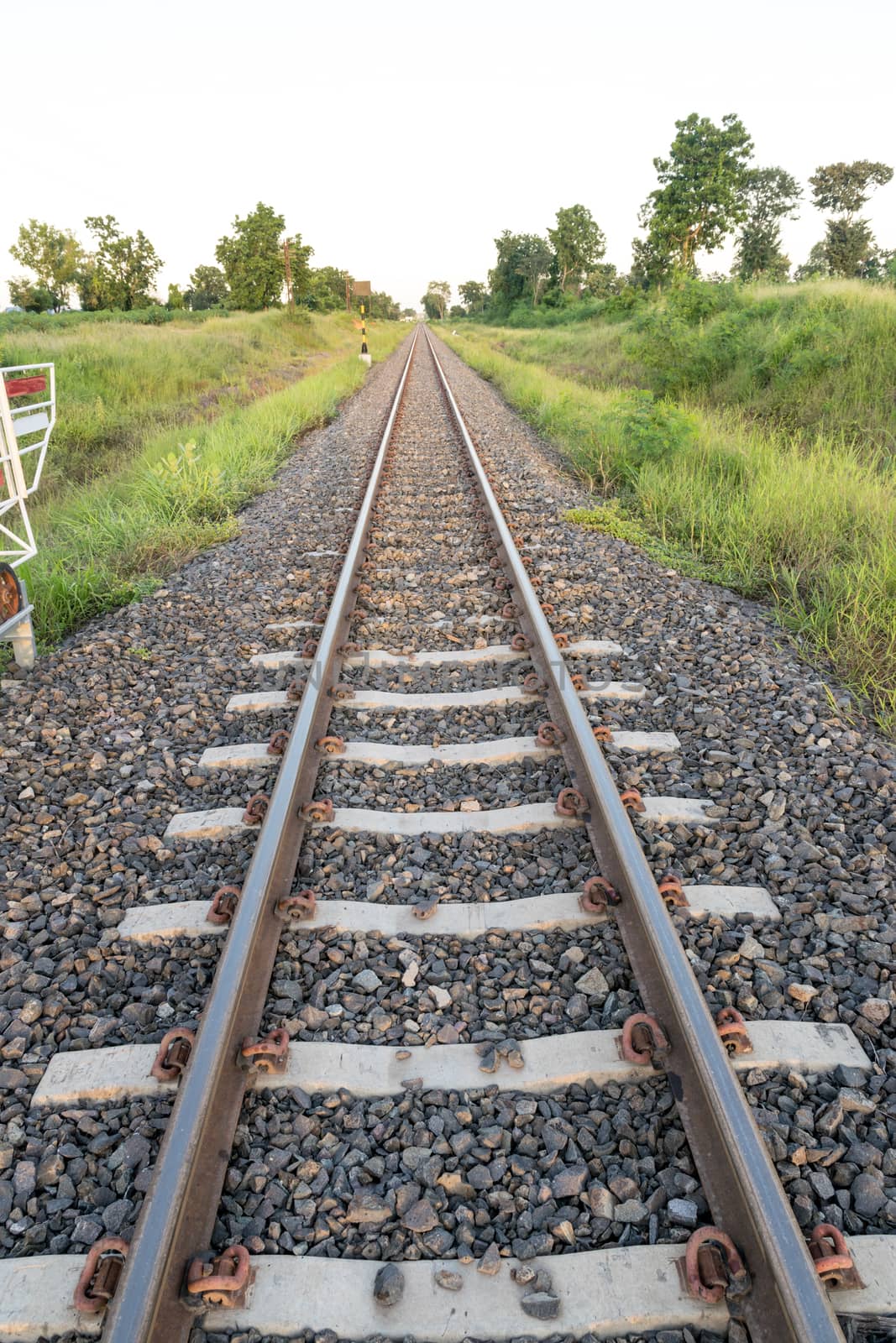 Railroad in the everning time.