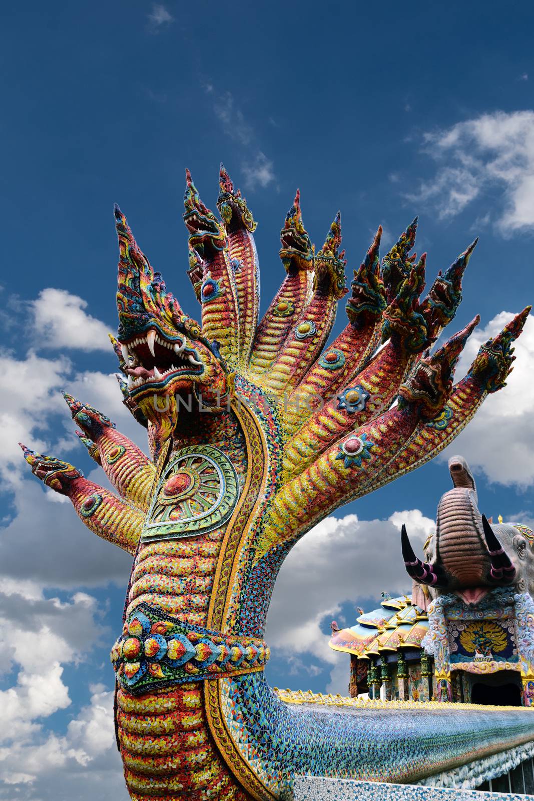 King of Nagas statue isolate on white background.