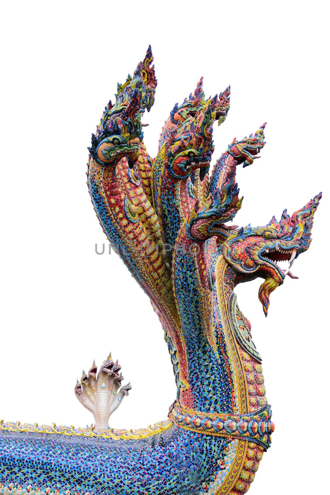 King of Nagas statue isolate on white background.