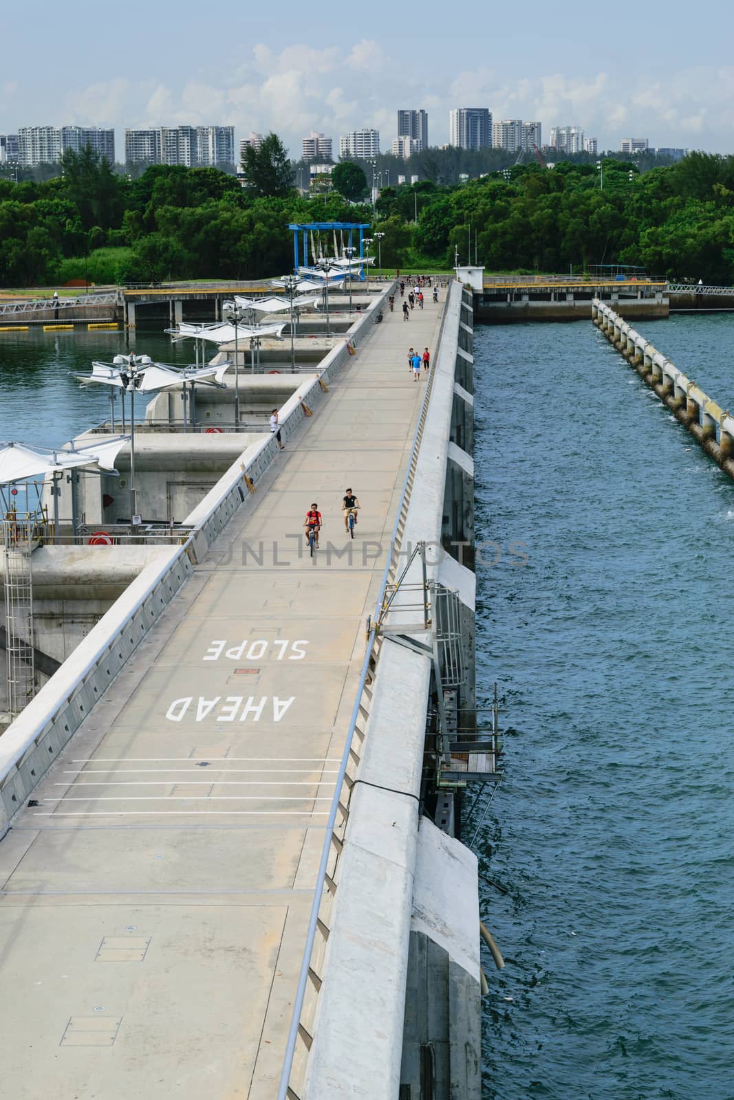 Singapore,May,30th,2015:Marina Barrage is a retreat and leave the body in the bundle is a popular holiday in Singapore.