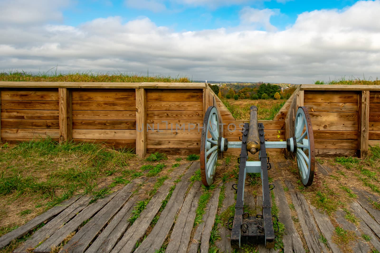 A Revolutionary War Era Cannon at a Redoubt in Valley Forge Nati by bju12290