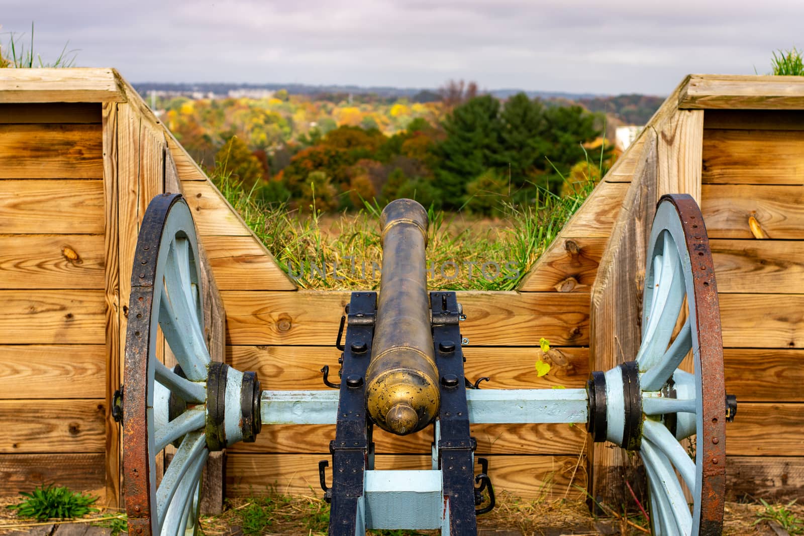 A Revolutionary War Era Cannon at a Redoubt in Valley Forge Nati by bju12290