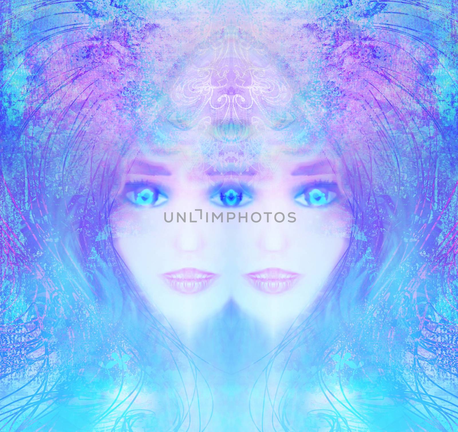 Woman with third eye, psychic supernatural senses