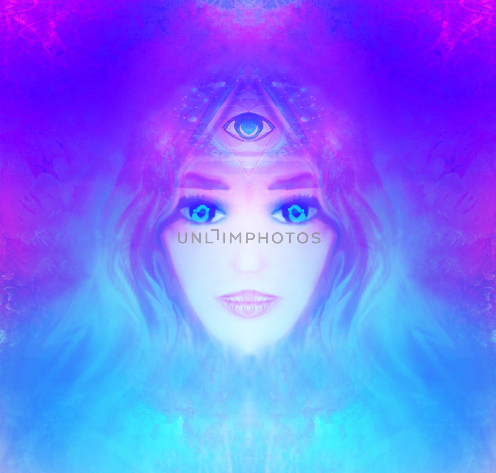 Woman with third eye, psychic supernatural senses