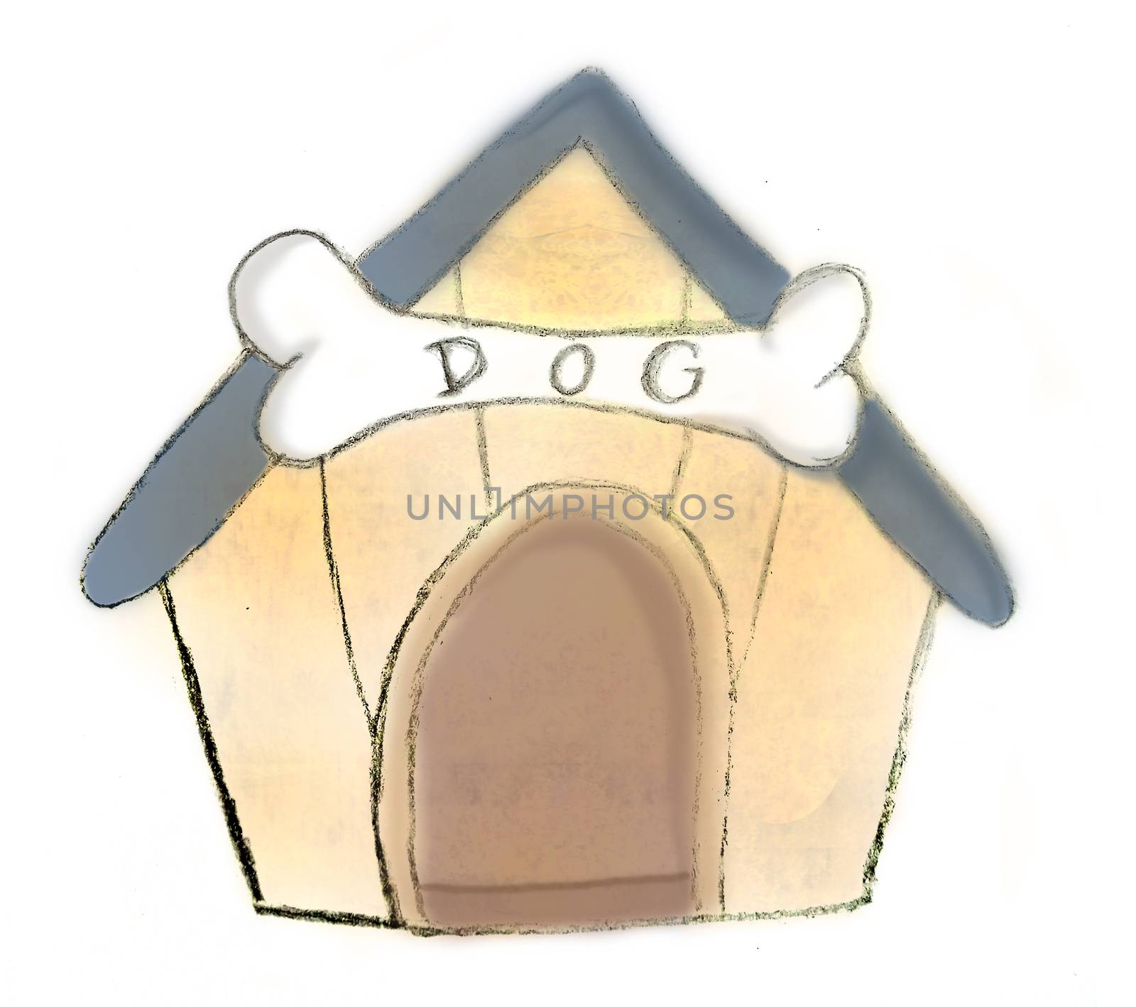 wooden brown doghouse - isolated hand-drawing by JackyBrown