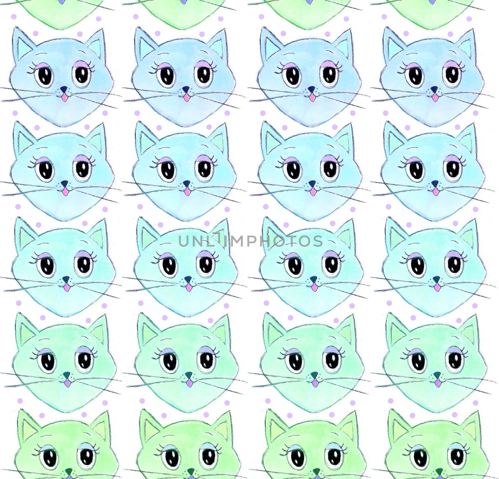 Colorful seamless pattern with funny cats