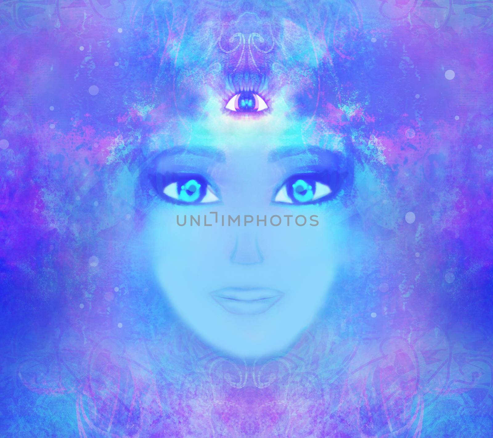 Woman with third eye, psychic supernatural senses