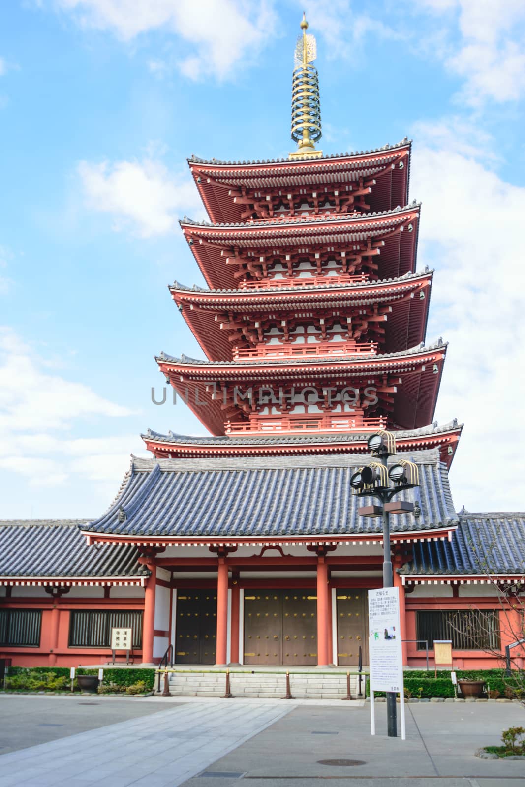 A beautiful Asakusa Temple in a claer day in Japan.
