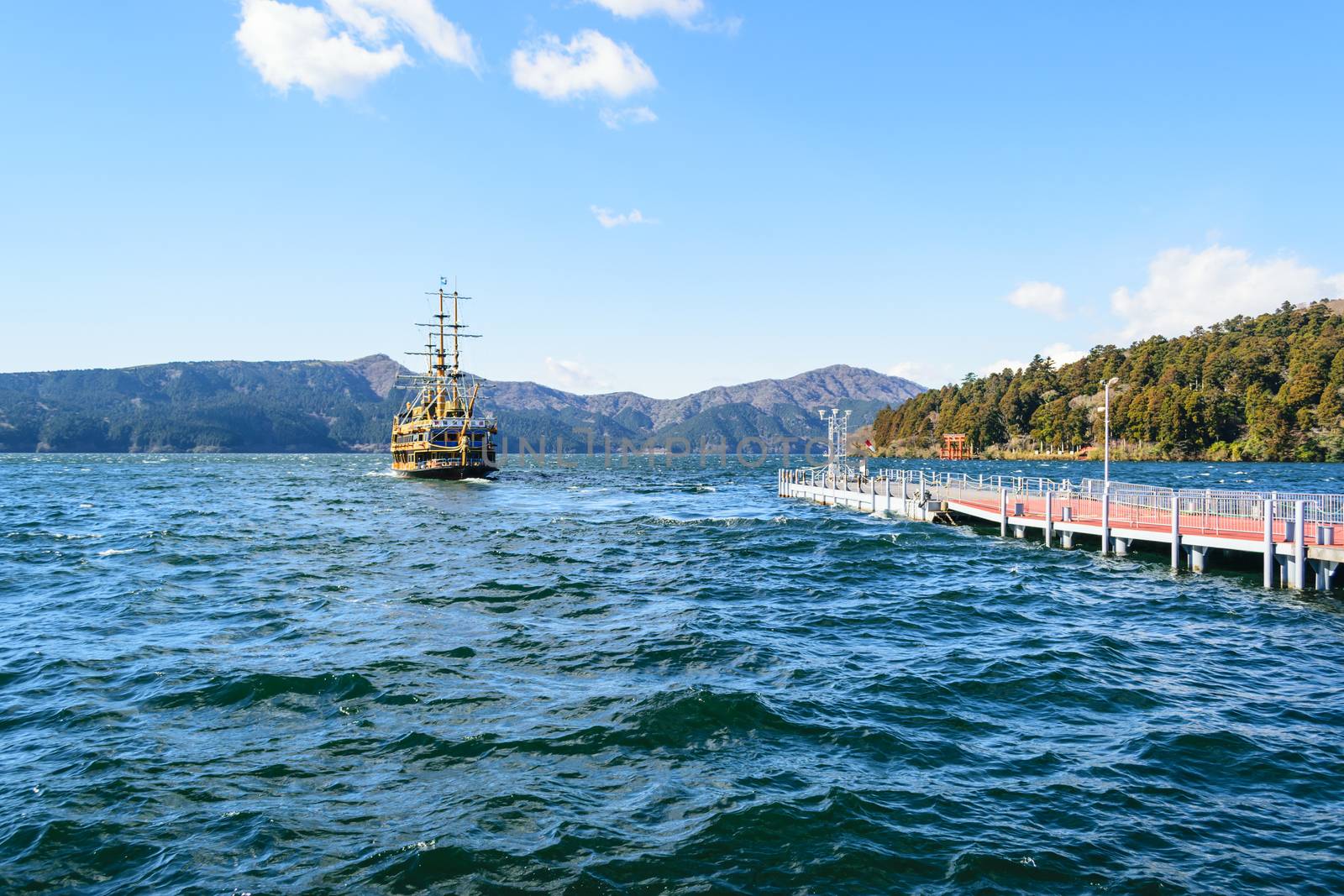 Old Brig In a lake in Japan.