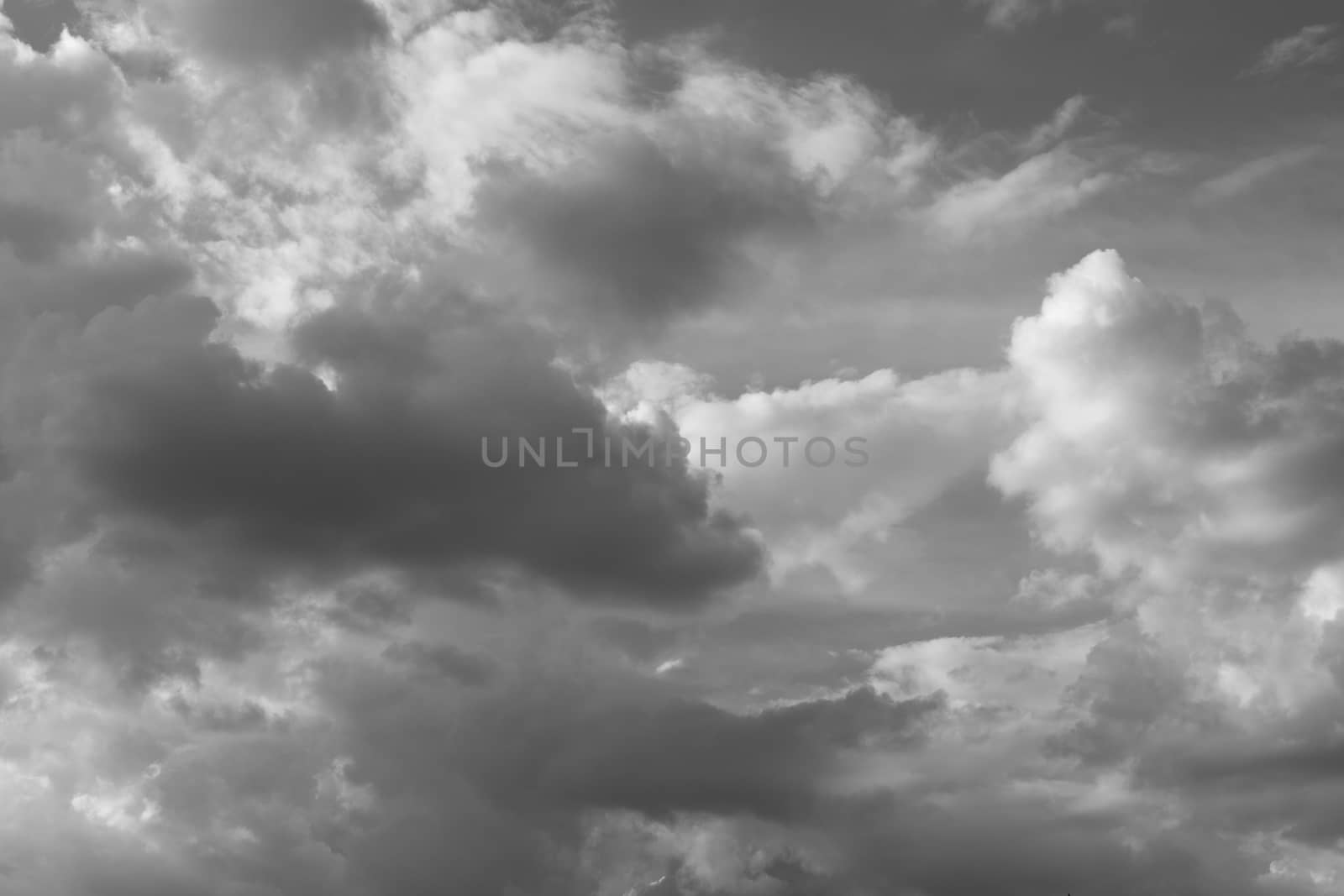 Beautiful black and white sky with clouds in the claer day.