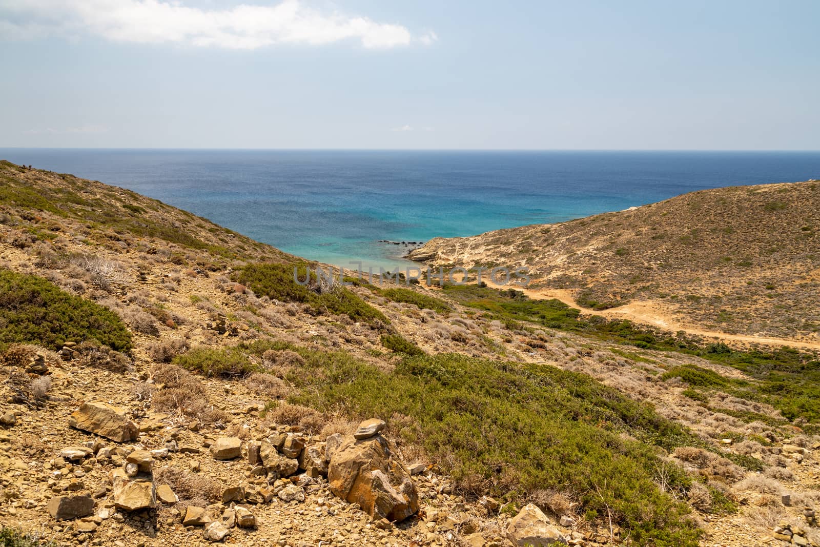 Scenic view at peninsula Prasonisi at the south side of Rhodes island, Greece