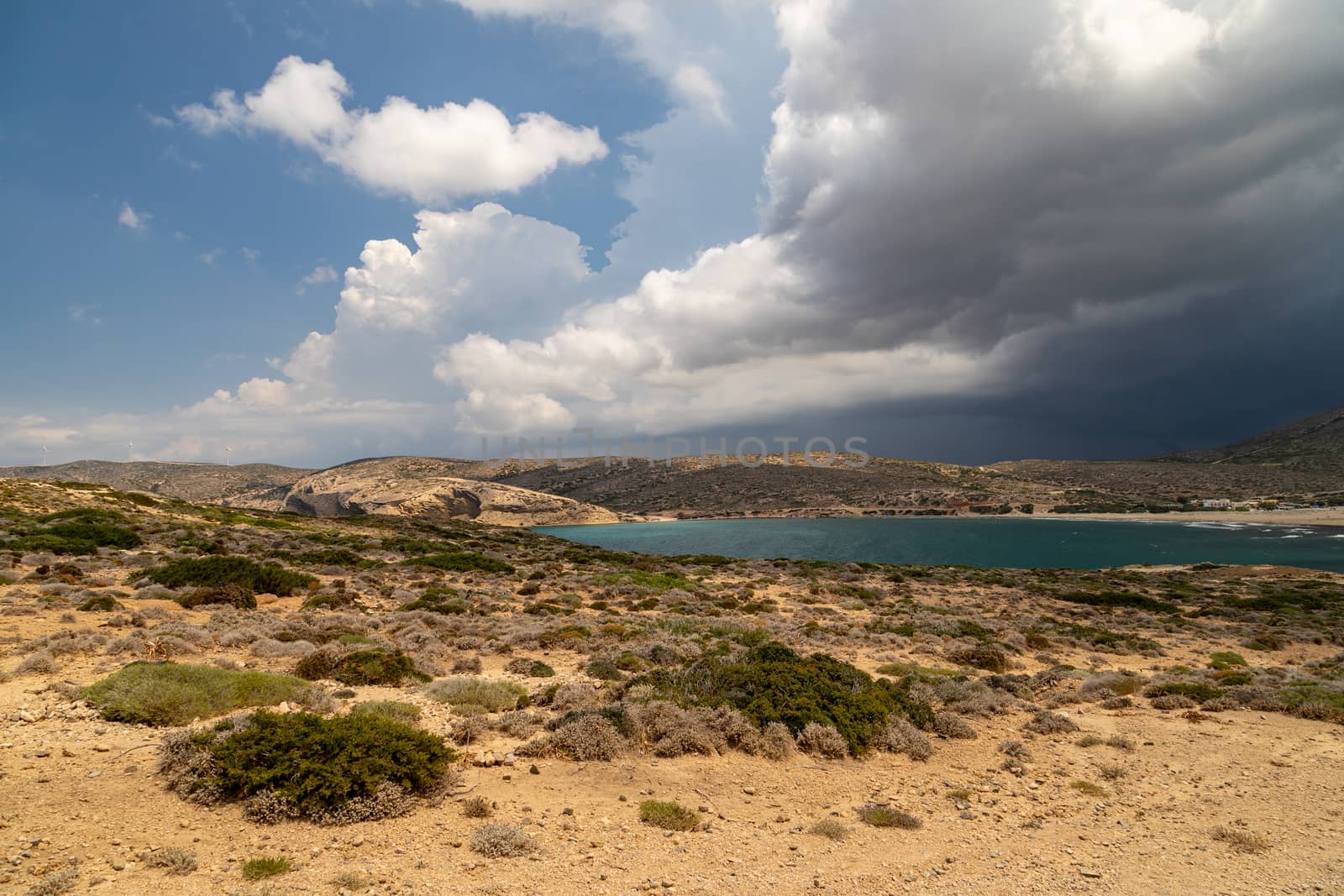 Scenic view at peninsula Prasonisi on Rhodes island, Greece by reinerc