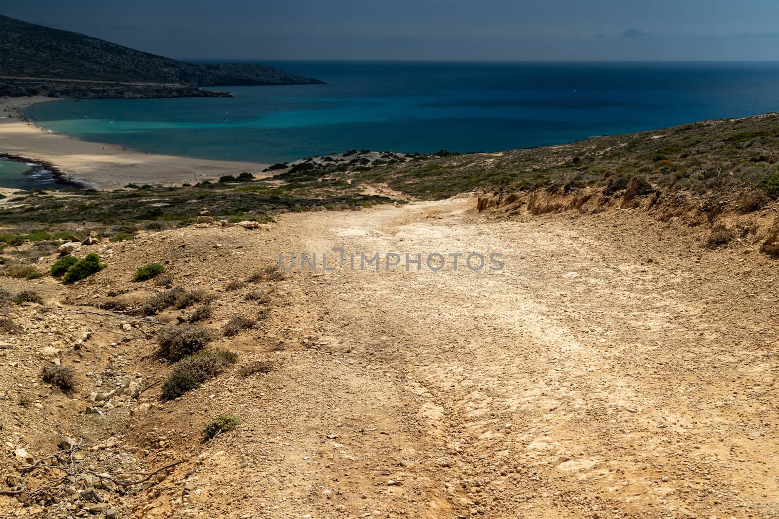 Scenic view at peninsula Prasonisi at the south side of Rhodes island, Greece