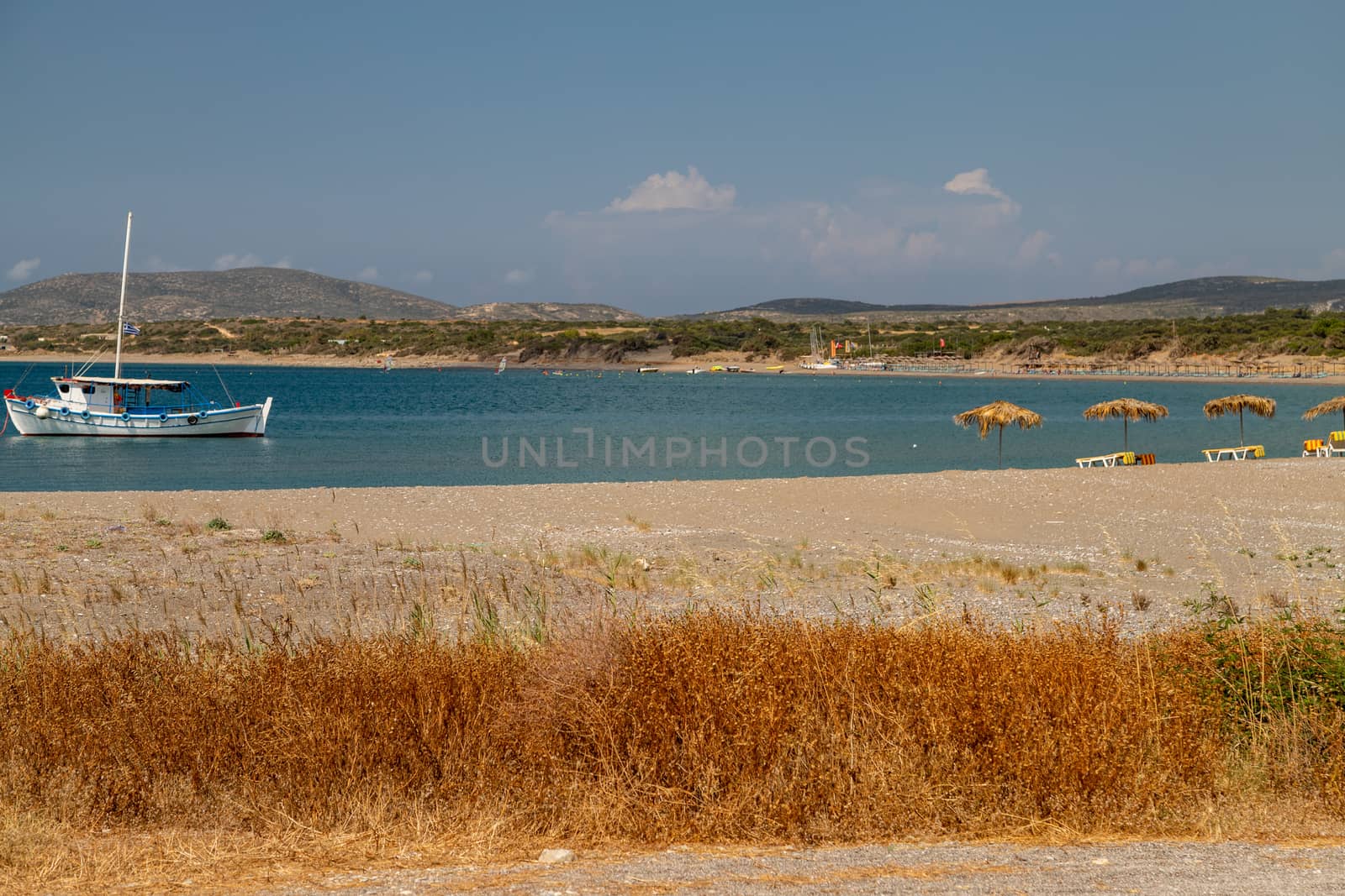 Fishing boat in the bay of Plimmiri at Rhodes island, Greece by reinerc