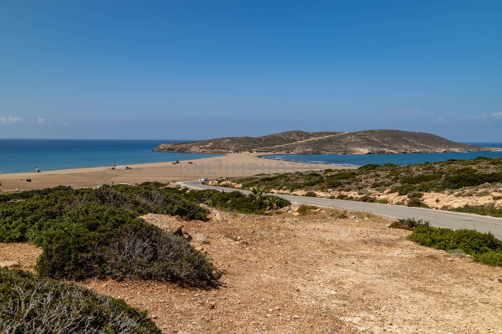 Scenic view at peninsula Prasonisi at the south side of Rhodes island, Greece