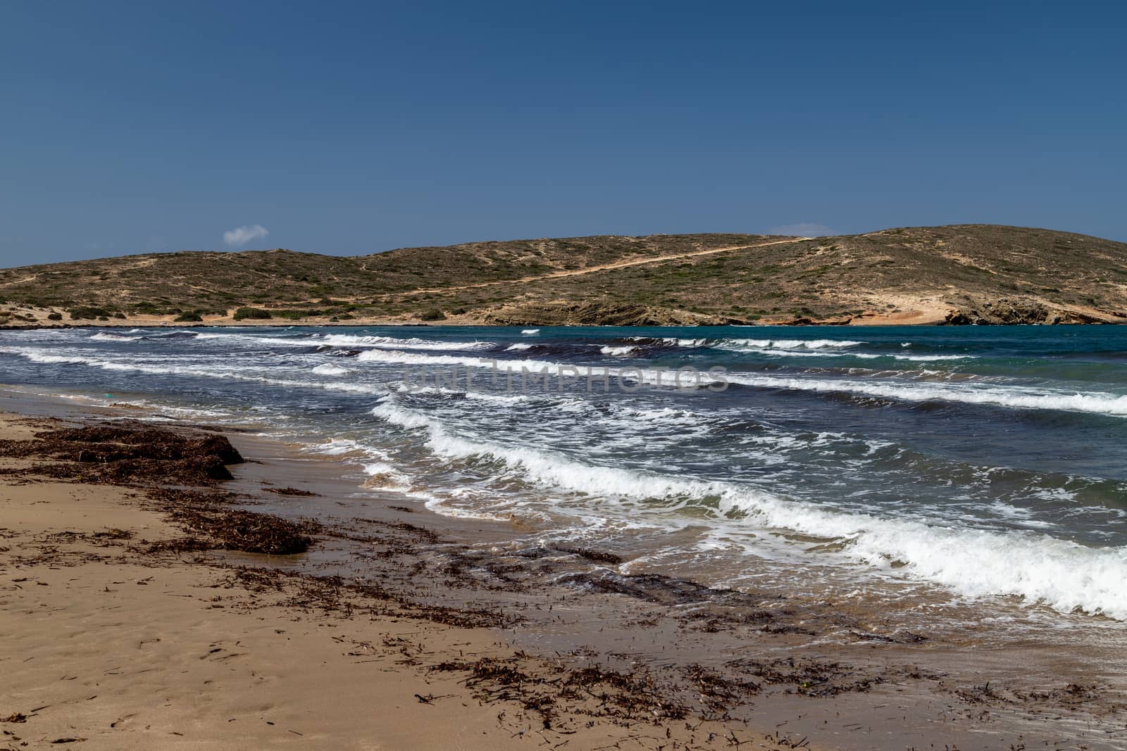 Scenic view at peninsula Prasonisi at the south side of Rhodes island, Greece