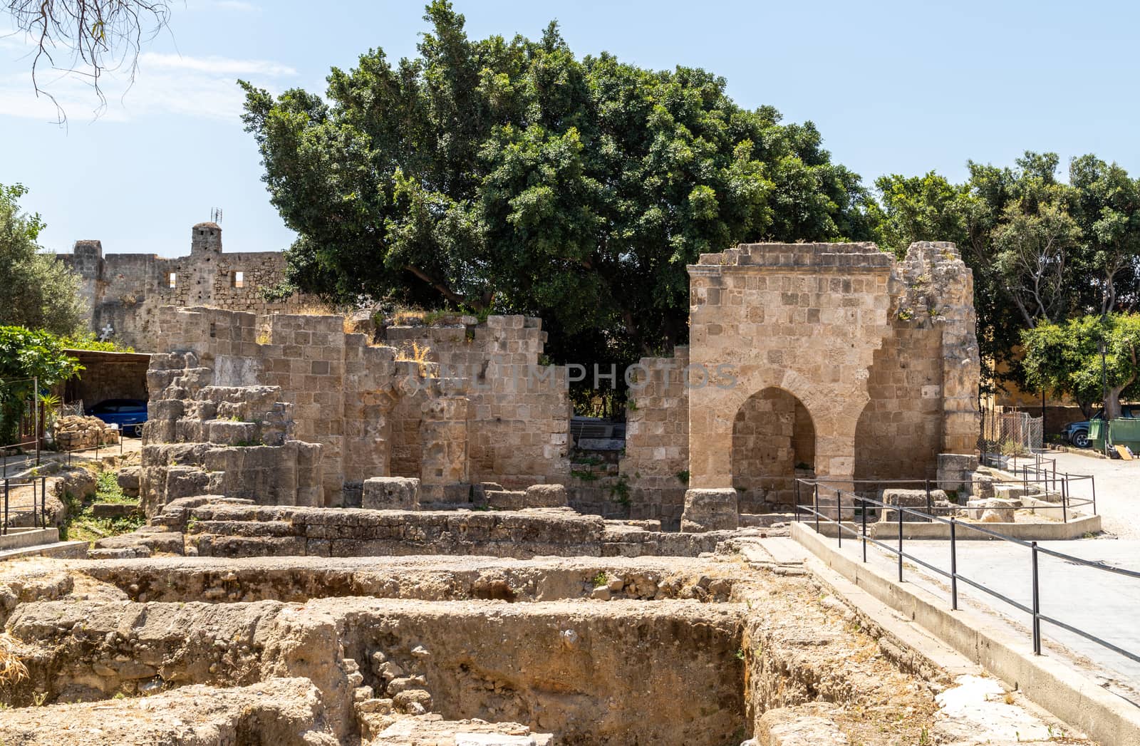 Archaeological excavations in the old town of Rhodes city on Rhodes island, Greece