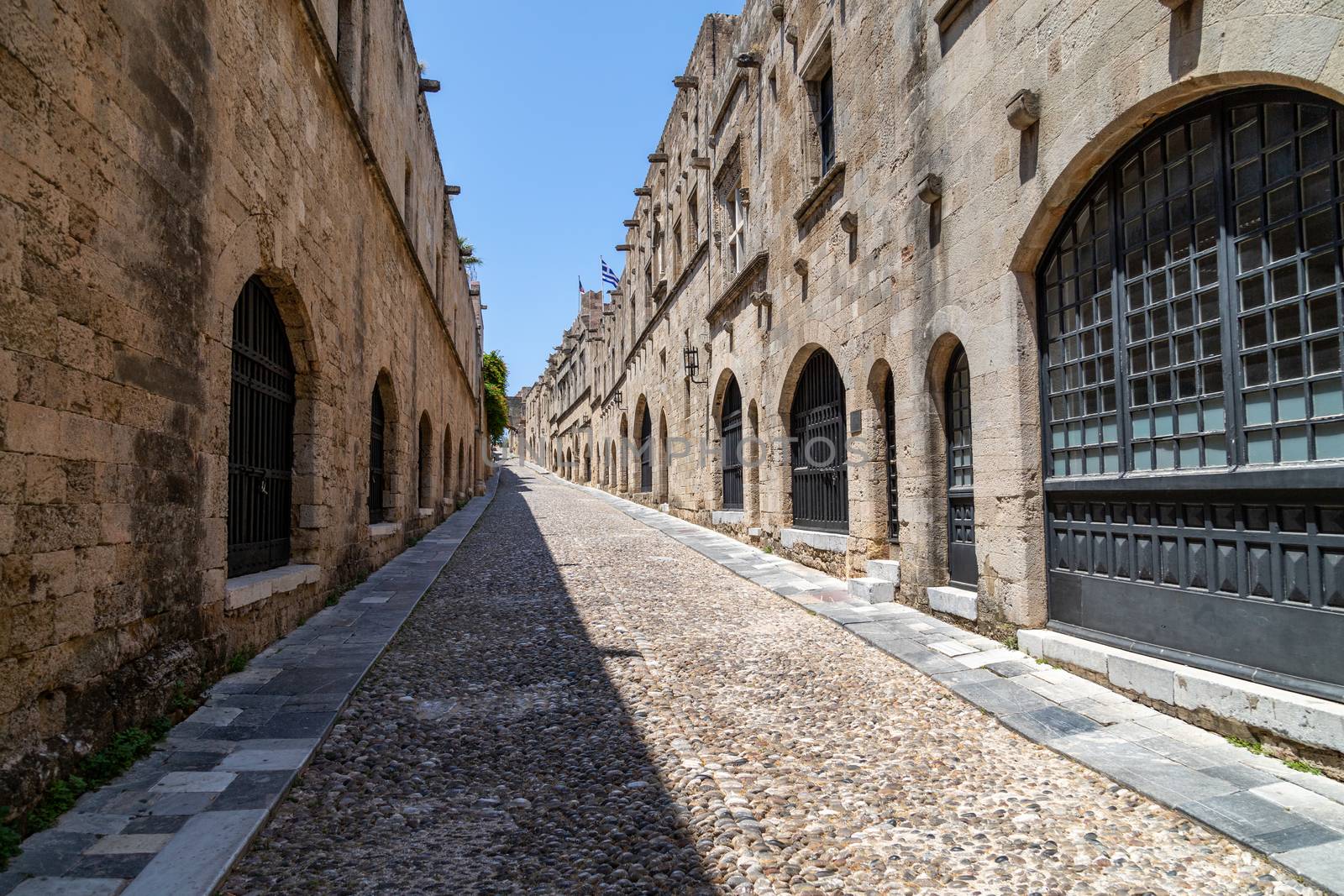 Knights street in the old town of Rhodes city on Rhodes island, Greece