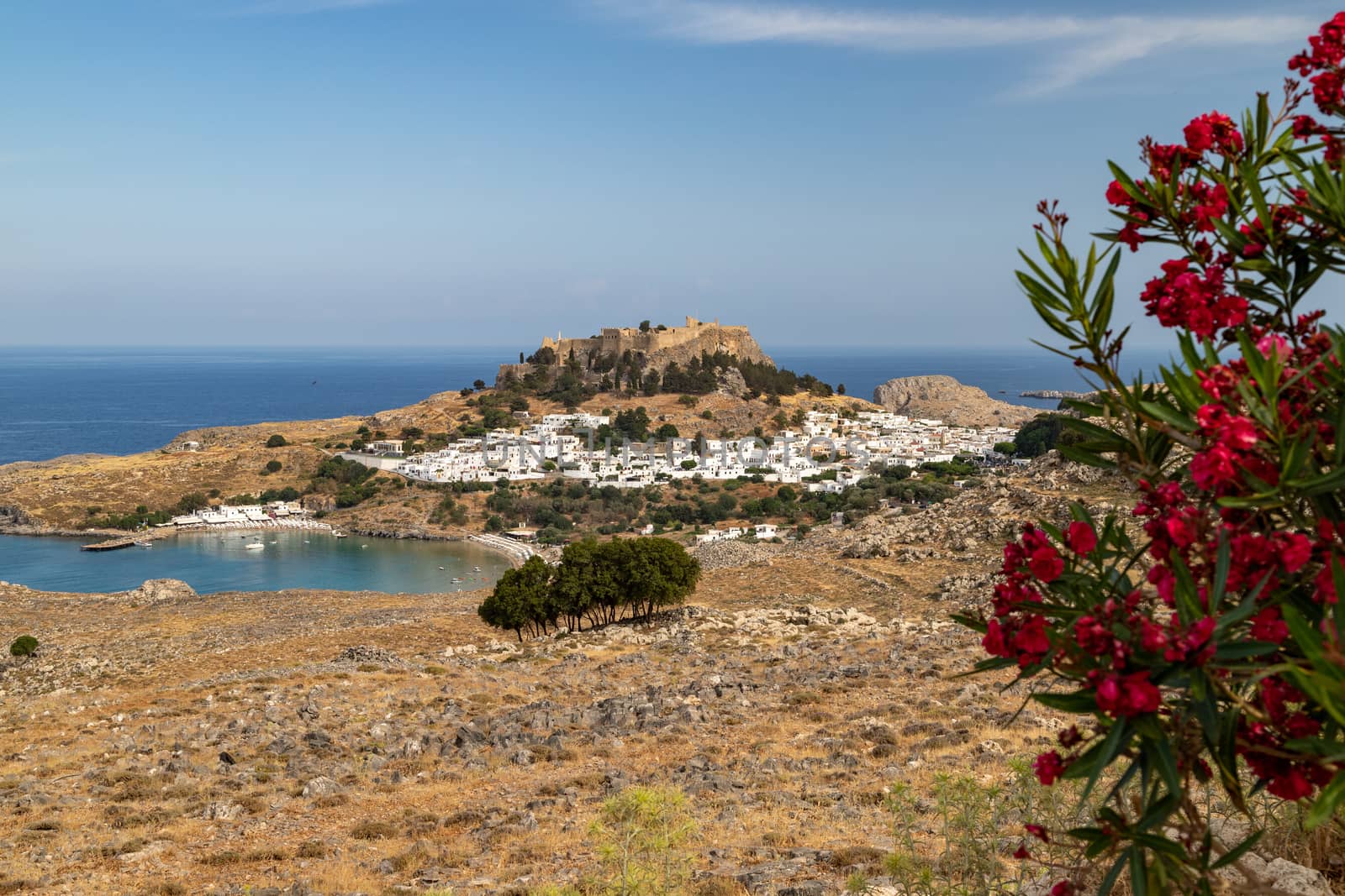 Scenic view at the city of Lindos with white houses, the antique by reinerc