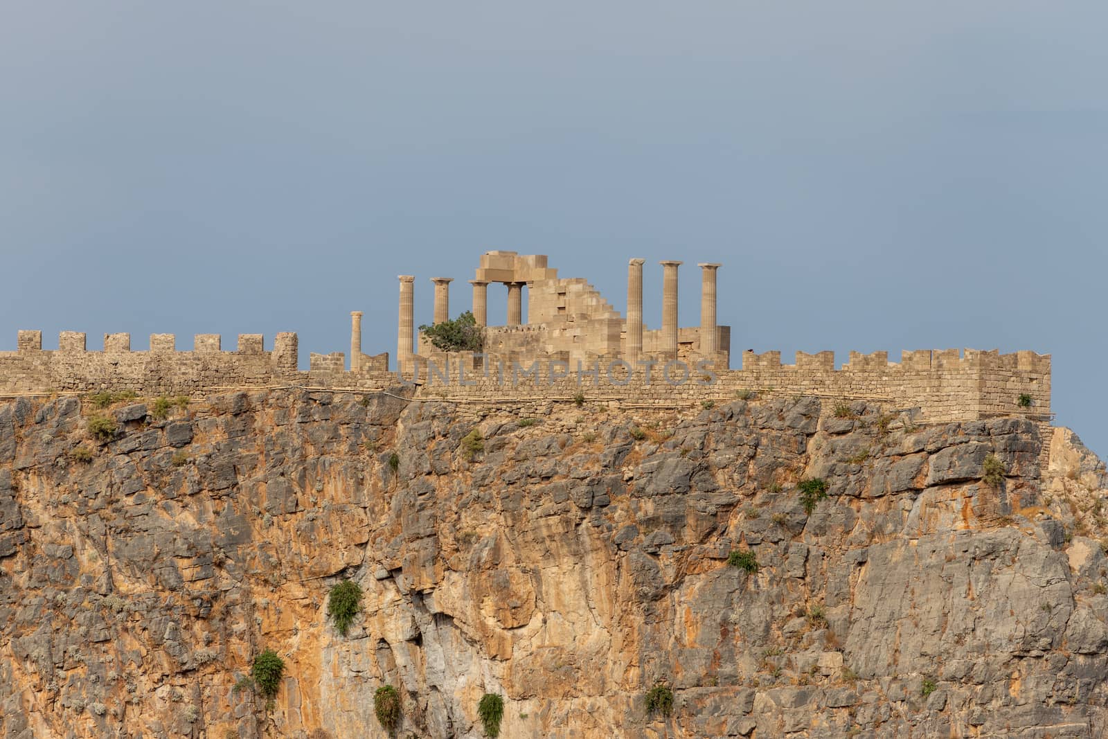 View at a the antique Acropolis of Lindos on Greek island Rhodes by reinerc