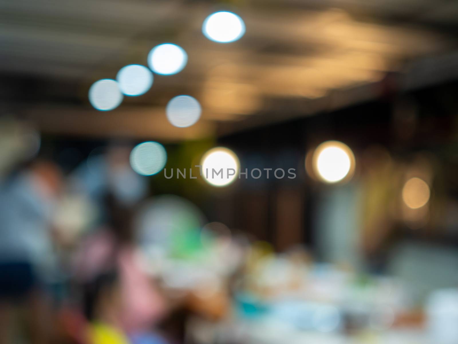 Abstract Blur Restaurant Background. Night light concept. by Unimages2527