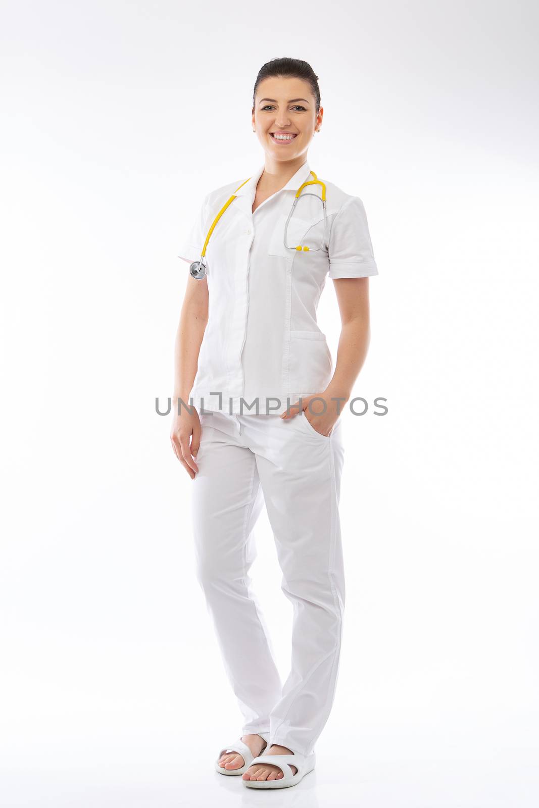 positive doctor in white wearing and stethoscope