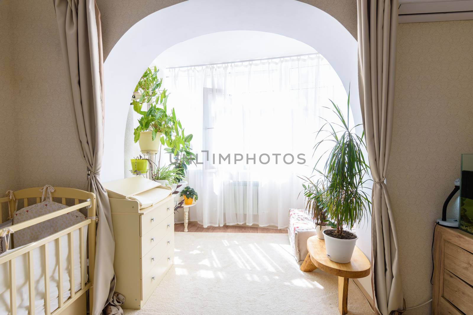 View from the children's room to the spacious sunny glazed balcony