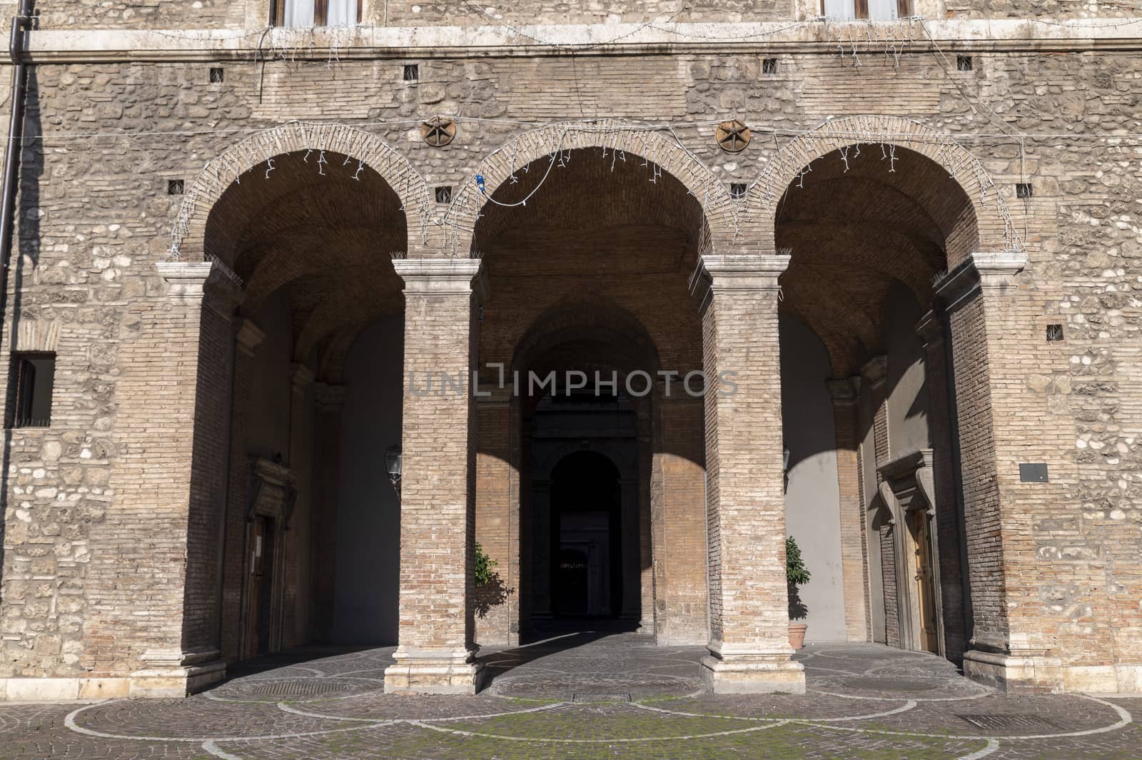 terni,italy september 01 2020:entrance with arches of the Spada palace, municipality of terni in umbria
