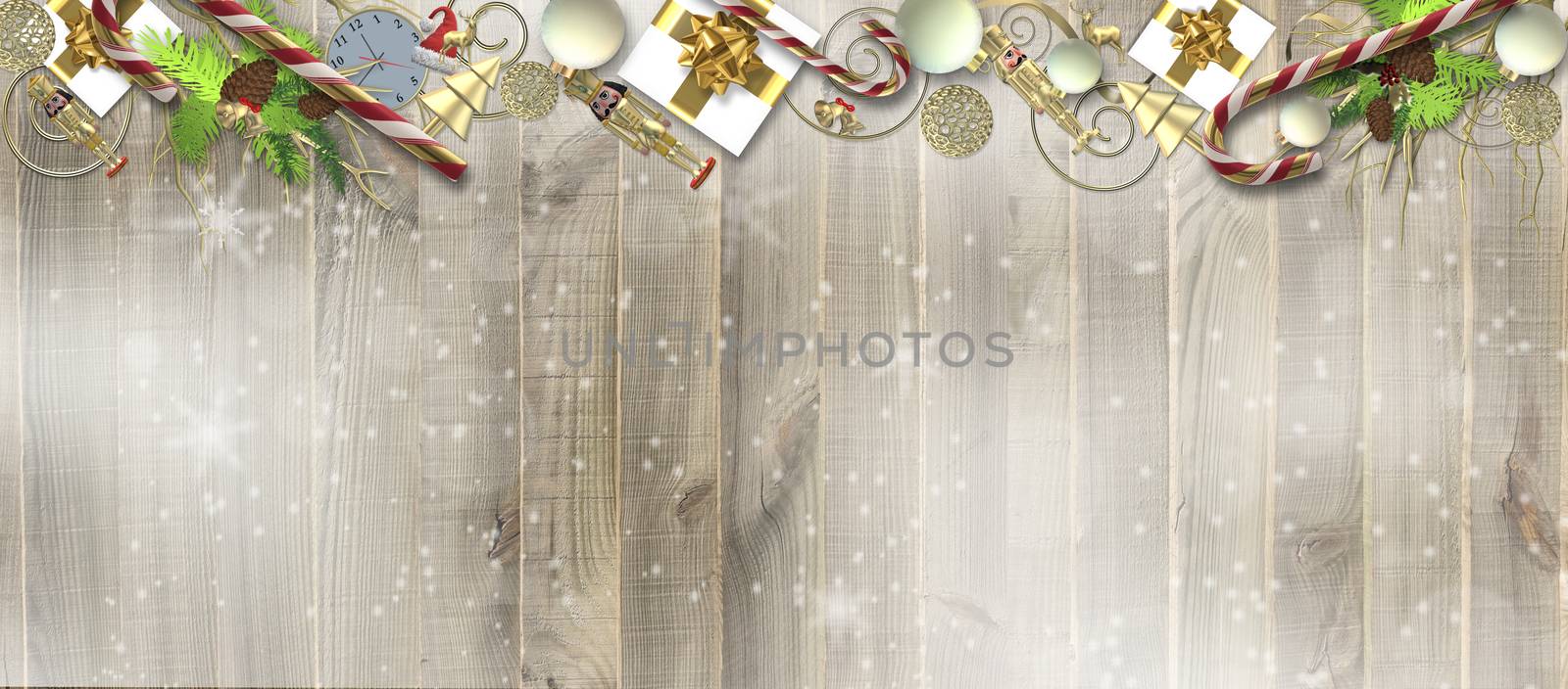 Christmas banner with 3D Xmas decorations by NelliPolk