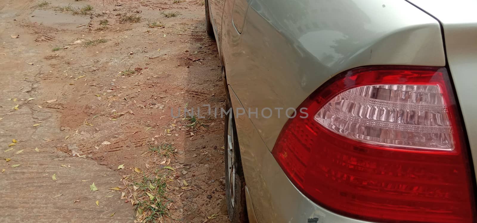 back light of gray colored car on road