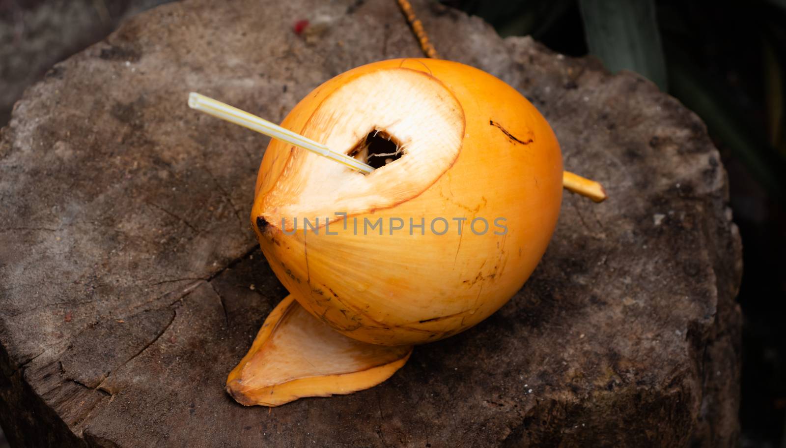 King Coconut with a straw inside by nilanka