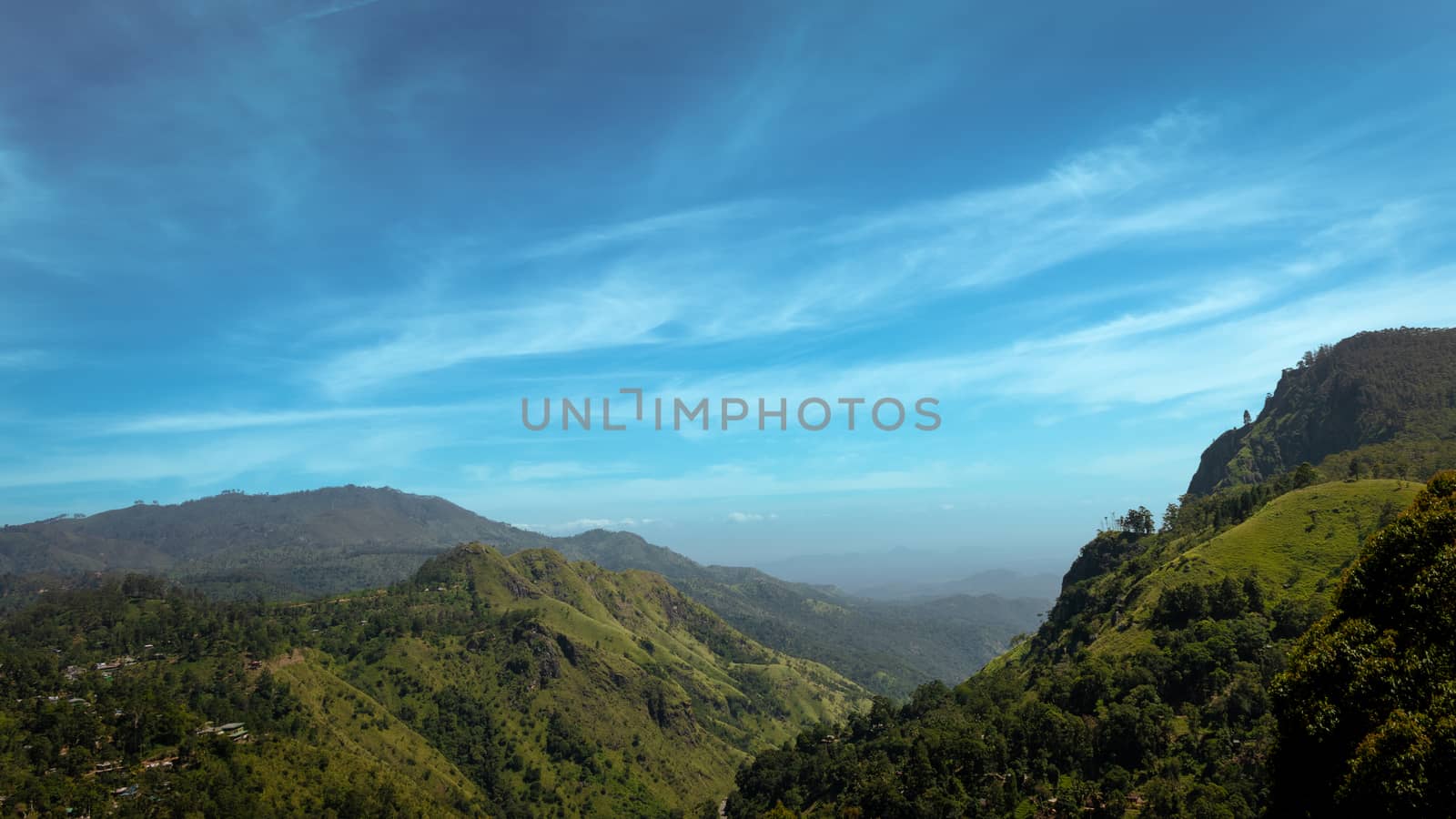 beautiful mountains blue sky view landscape in Sri Lanka by nilanka