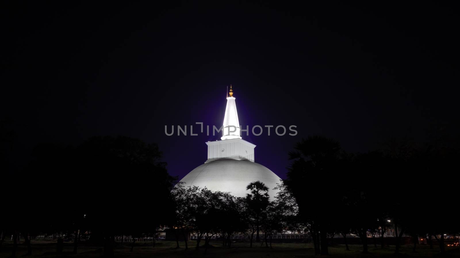Ruwanwelisaya maha stupa night photograph, Anuradhapura Sri Lanka by nilanka