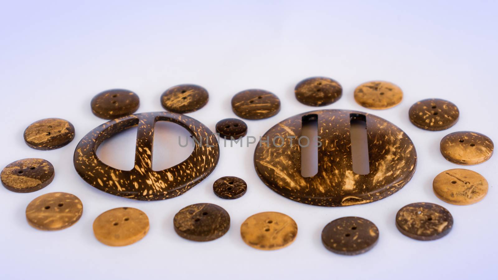 Coconut shell button Pattern in white background