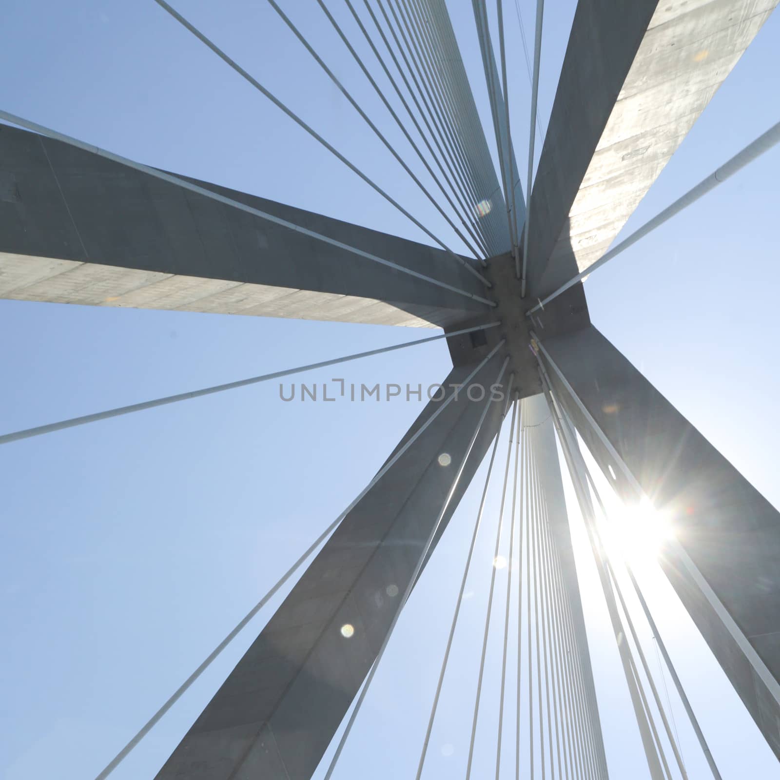 The Rio-Antirrio suspension bridge crossing Corinth Gulf in Greece