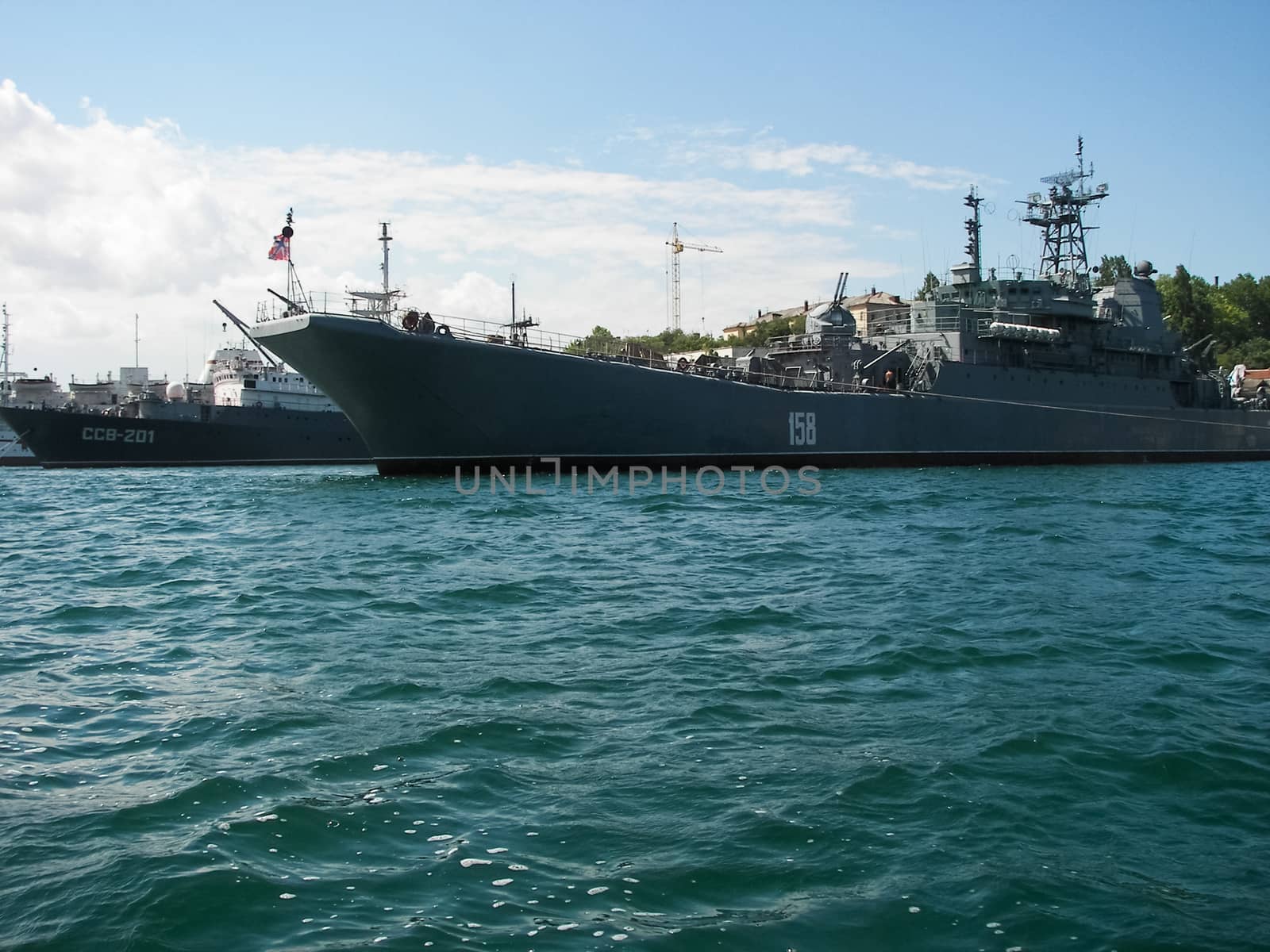 Republic of Crimea, Sevastopol - July 28, 2019: Ships of the Black Sea Fleet of Russia on the celebration of the Day of the Russian Navy in Sevastopol.