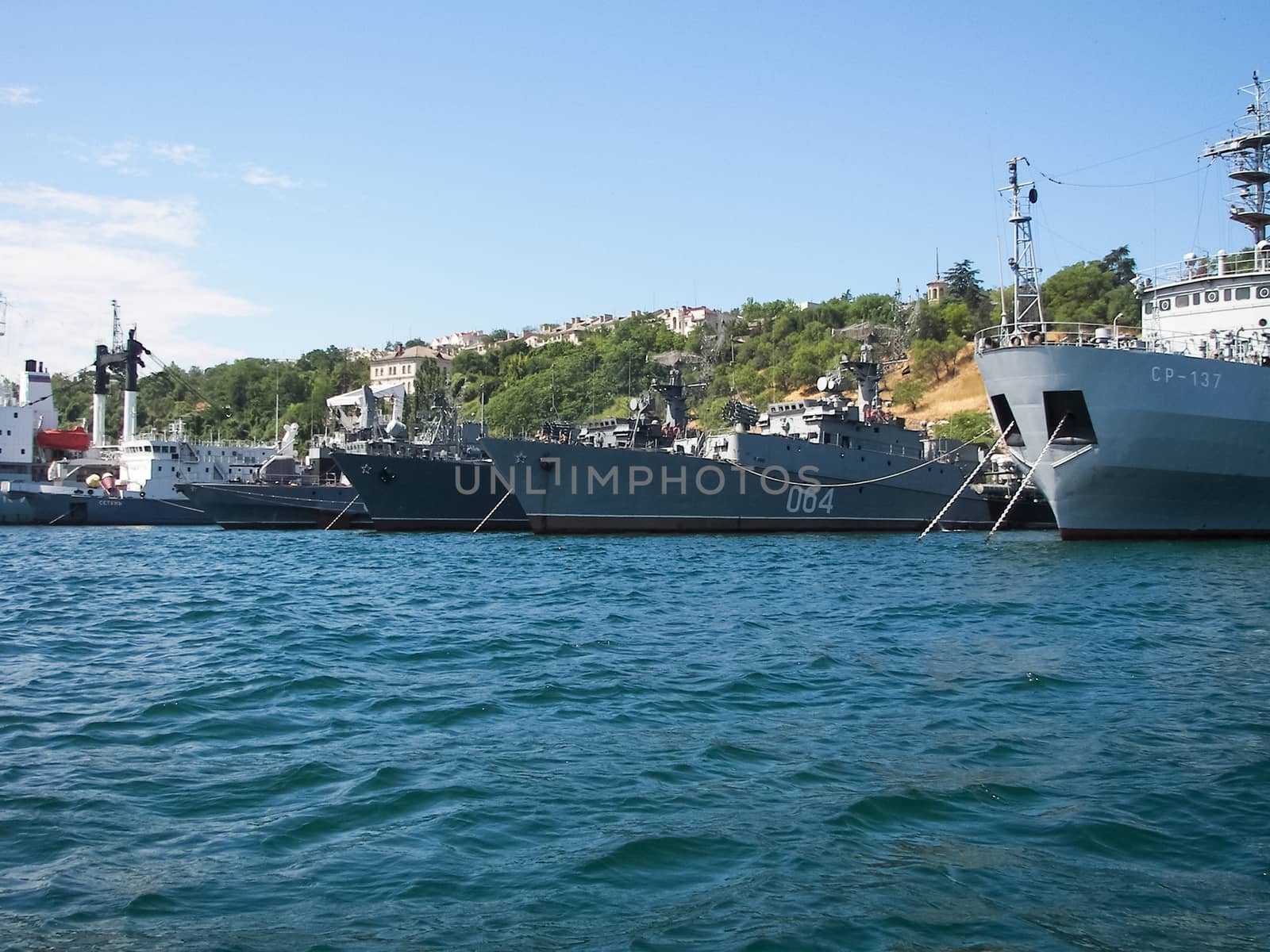 Republic of Crimea, Sevastopol - July 28, 2019: Ships of the Black Sea Fleet of Russia on the celebration of the Day of the Russian Navy in Sevastopol.