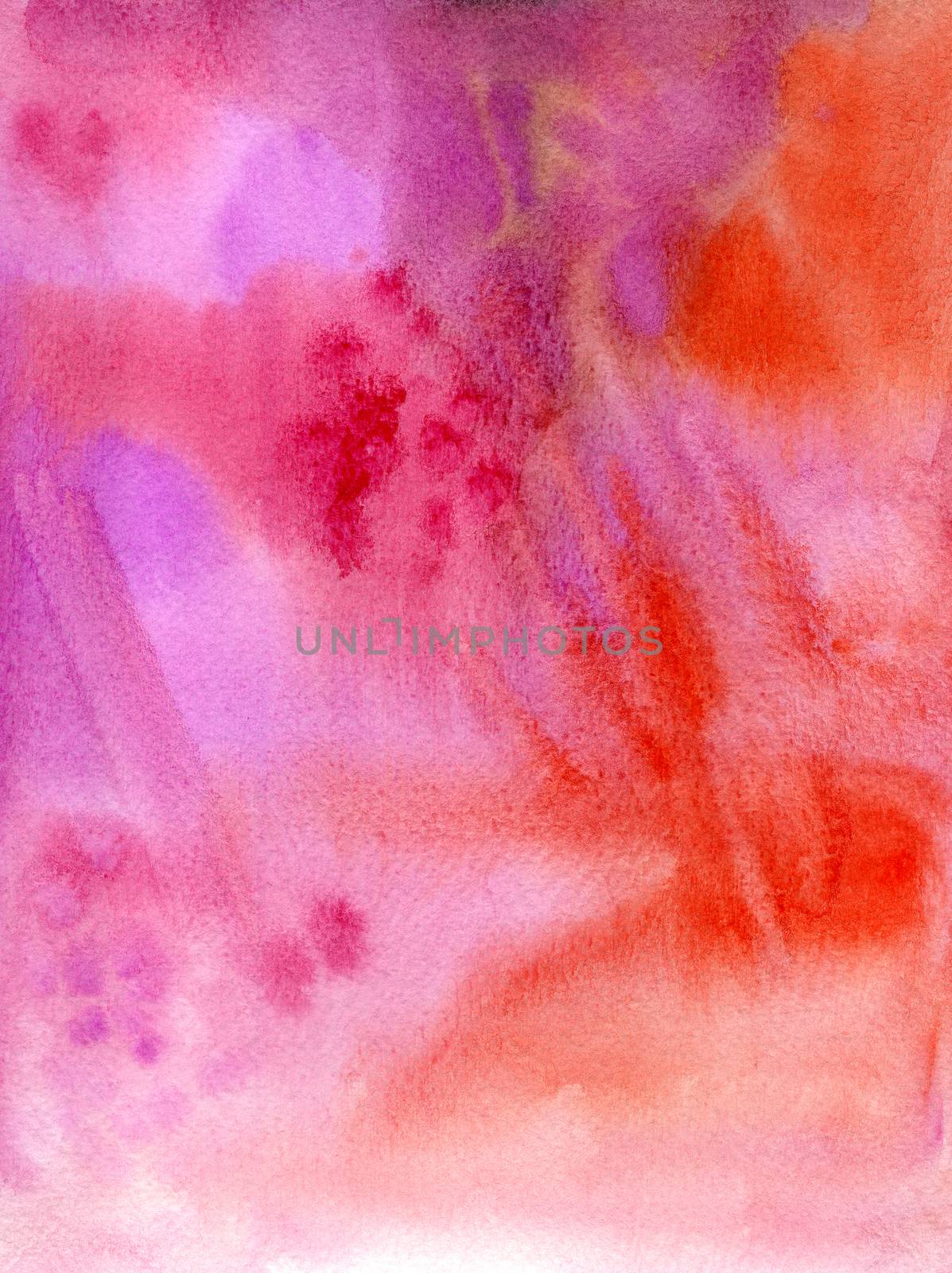 Hand drawing watercolor in red, orange and purple colors on texture paper. by LanaLeta