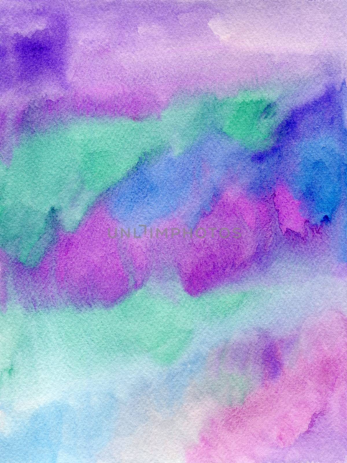 Hand drawing watercolor in violet, blue and turquoise colors on texture paper.  by LanaLeta